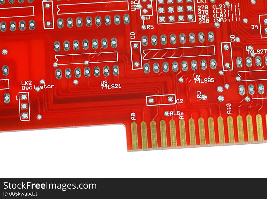 Close-up of circuit-board and gold contacts. Close-up of circuit-board and gold contacts