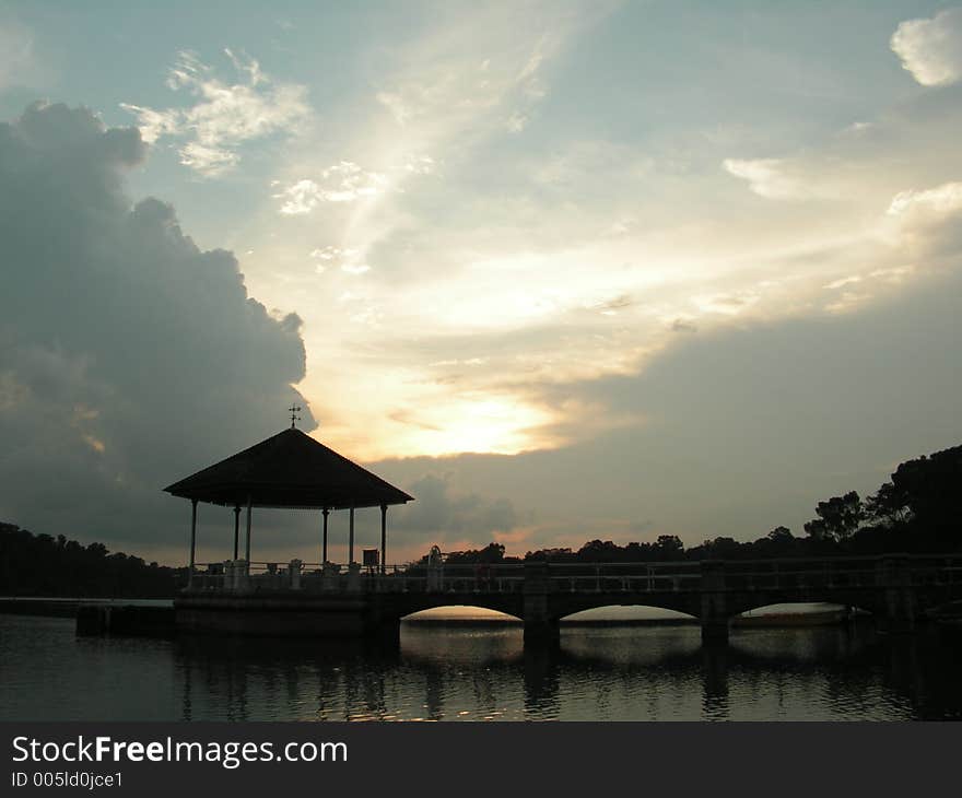 Lake Pavilion In The Evening