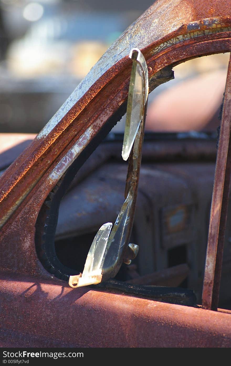 Side window of an old car. Side window of an old car