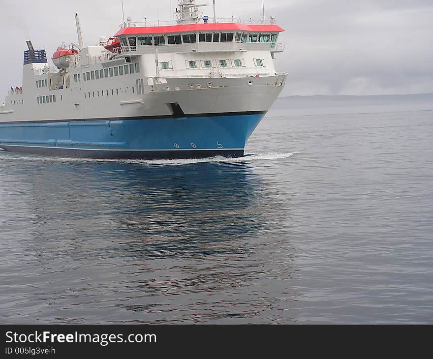 A ferry approaching the docks. A ferry approaching the docks.