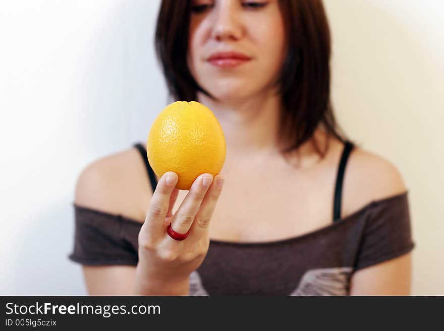 Woman with orange