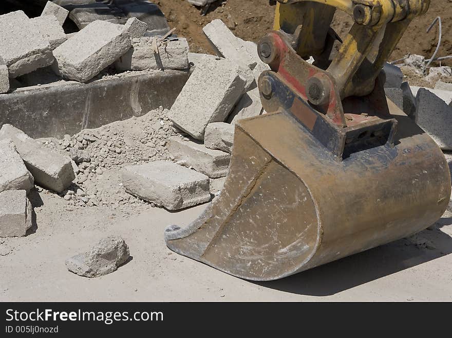 Mechanical shovel excavator in action