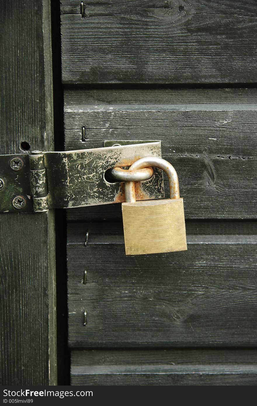 Padlock with bolt at a gate. Padlock with bolt at a gate