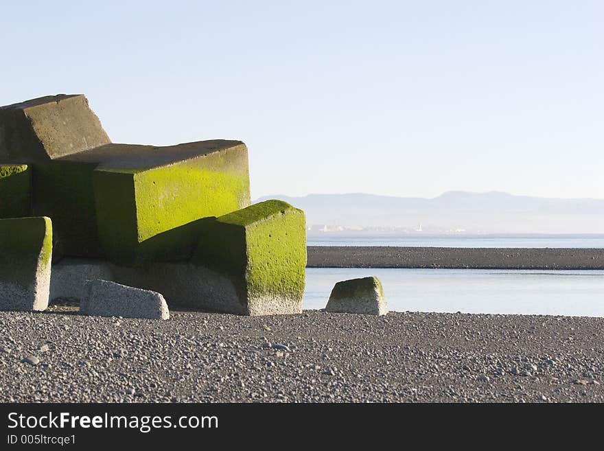 Concrete blocks sunbathing. Concrete blocks sunbathing