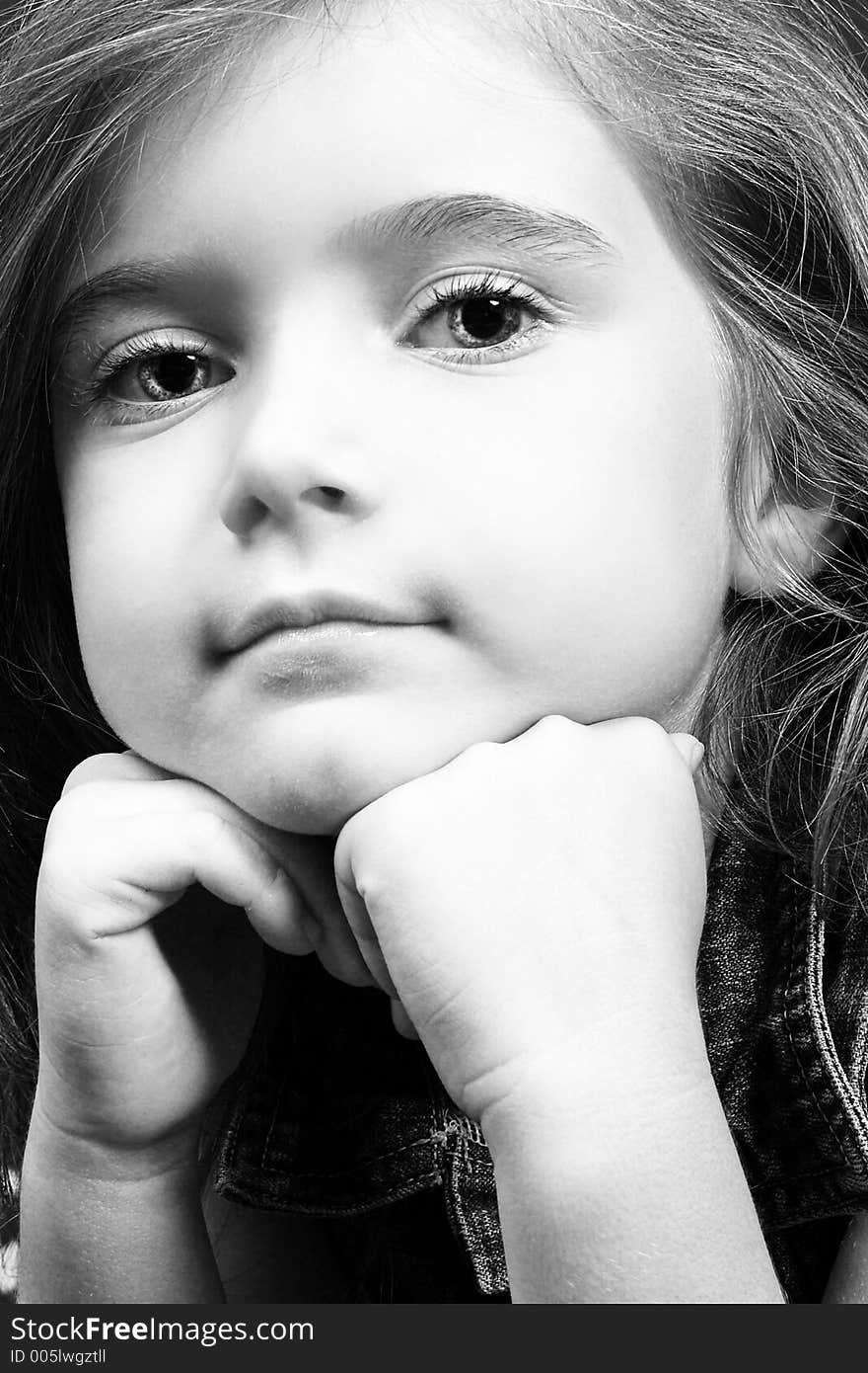 Blond Girl In Denim - Black And White