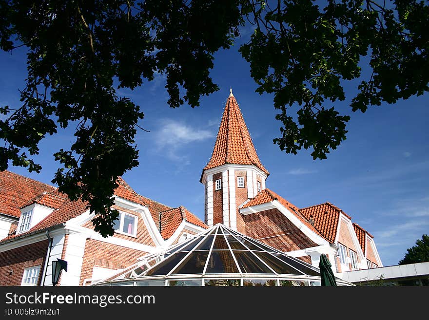 Traditional building in denmark with trees. Traditional building in denmark with trees