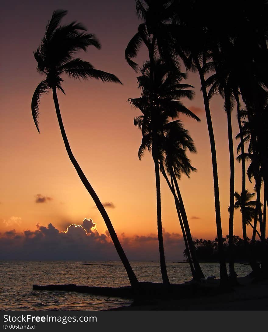 Tropical sunset at sea