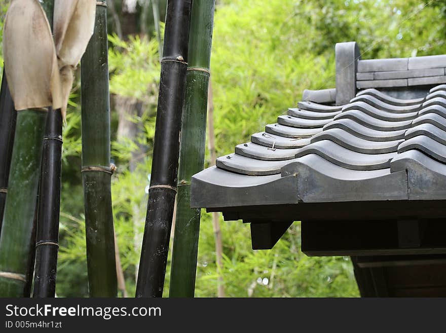 Image of an asian building with cane. Image of an asian building with cane