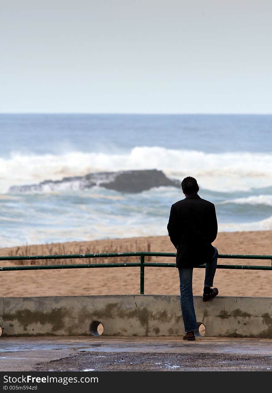 Man looking at the view. Man looking at the view