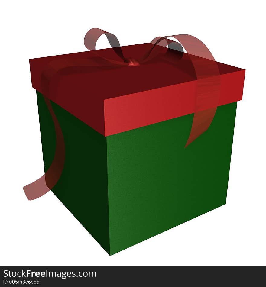 Green Gift Box with Red Lid. Good for Christmas.