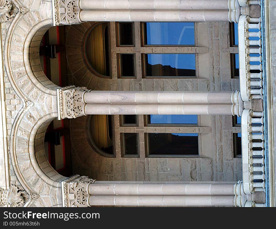 Sandstone archways and windows