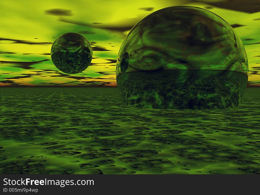 Alien glass spheres