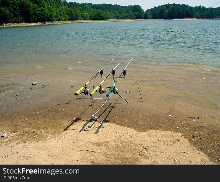 Fishing pole rack hold 3 pole at on time. Fishing pole rack hold 3 pole at on time