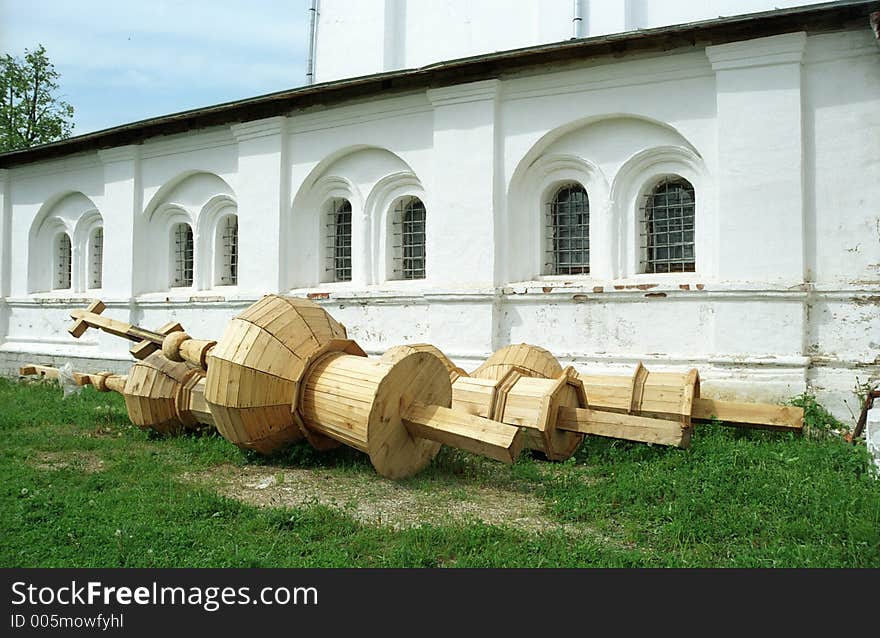 Ready new domes of Monastery Iversky. Central Russia