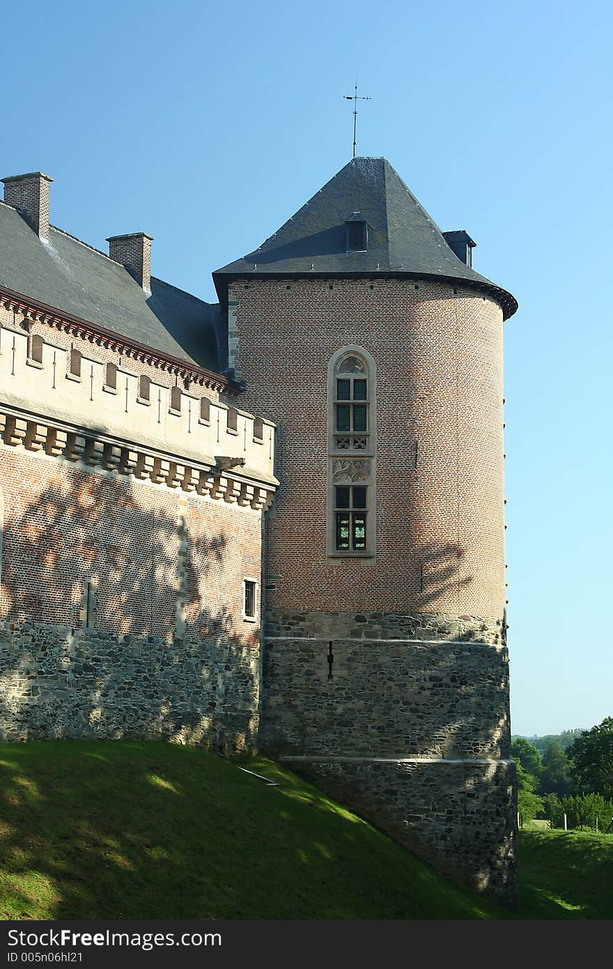 Side view of Gaasbeek Castle, Belgium