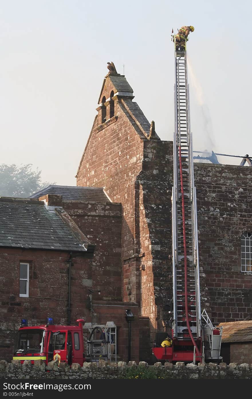 Firefighter extinguishes fire