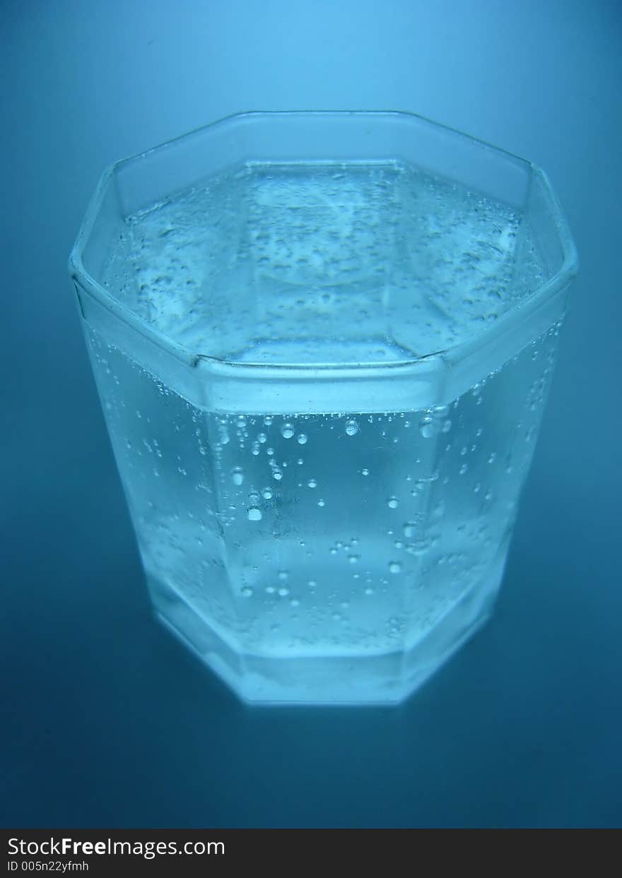 Iced soda water with bubble,cold blue