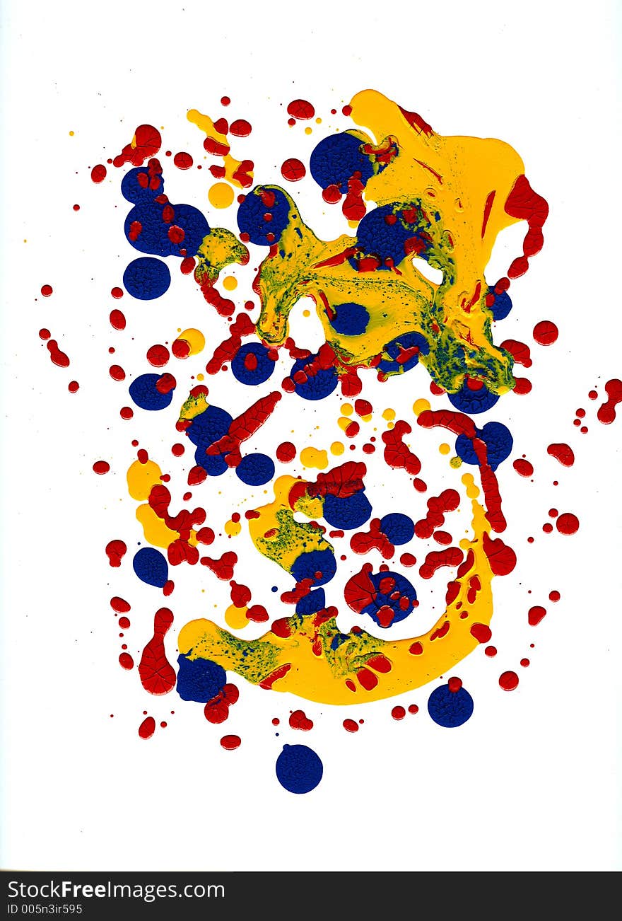 Red, yellow and blue paint dots