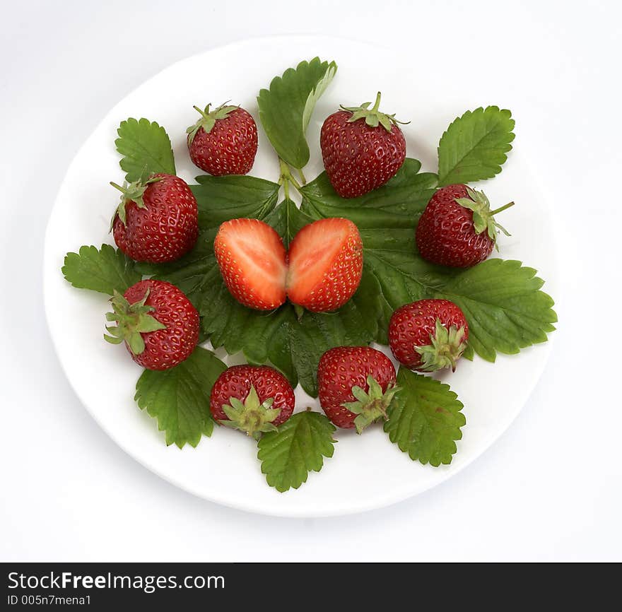 Strawberries on dish