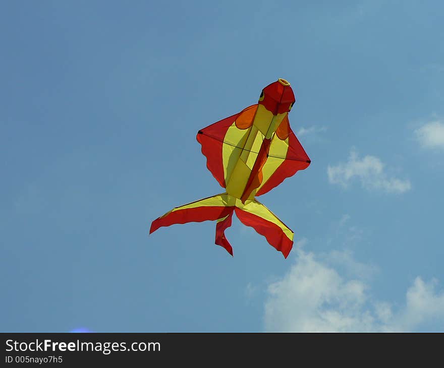 This is a pic of a kite shaped like a fish flying off the back of our boat on Belleville Lake in Belleville, Michigan. This is a pic of a kite shaped like a fish flying off the back of our boat on Belleville Lake in Belleville, Michigan.