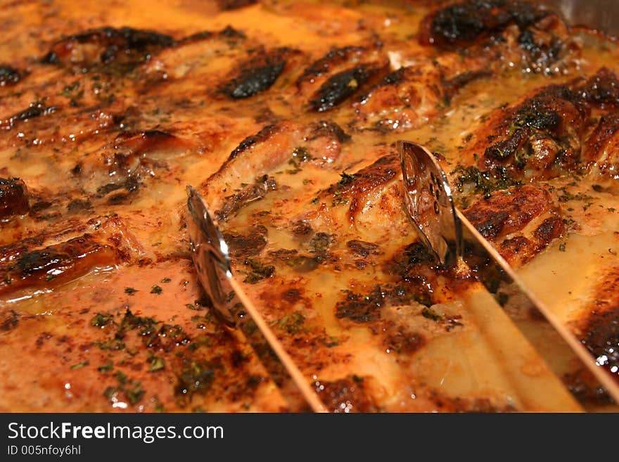 Tray of meat being displayed