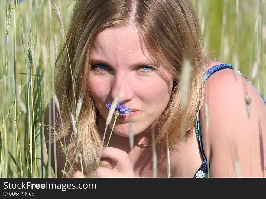 Young woman on meadow. Young woman on meadow