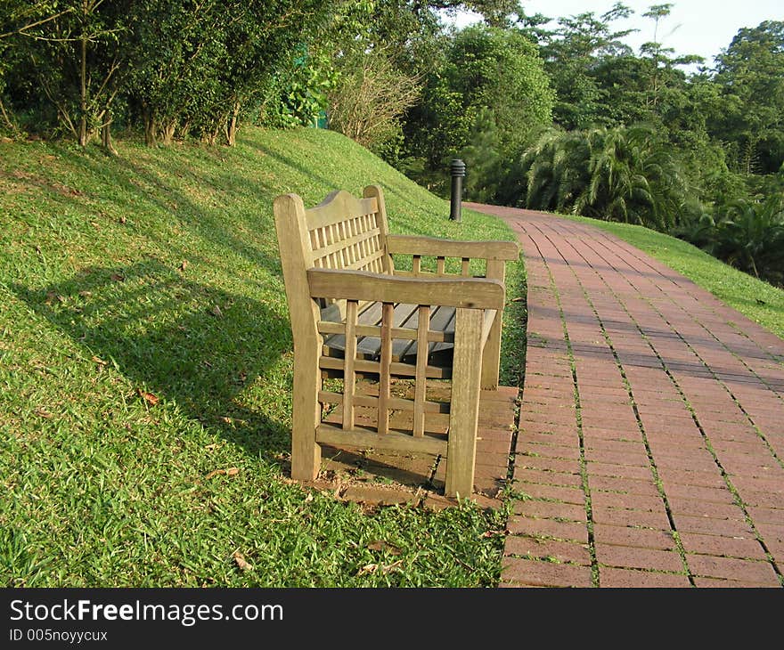 Garden path with bench