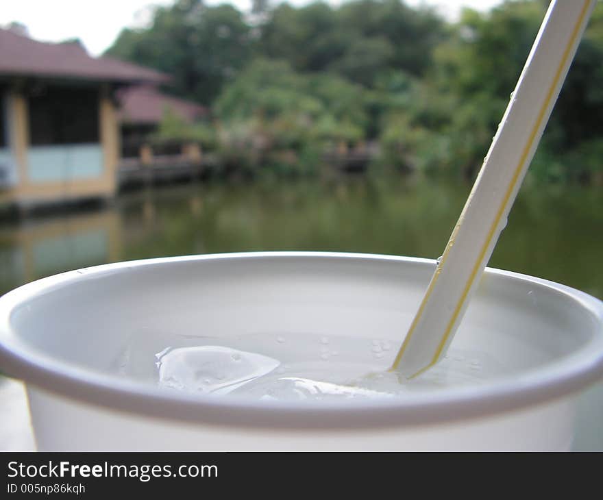 Cup And Straw At Resort