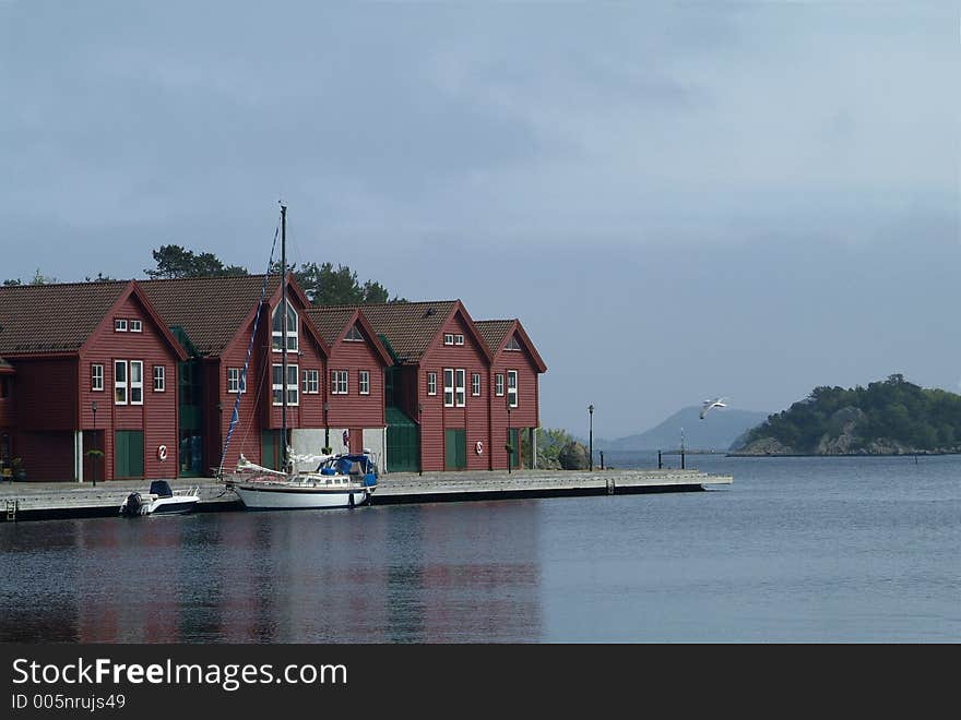 Sailboat moored at the quay