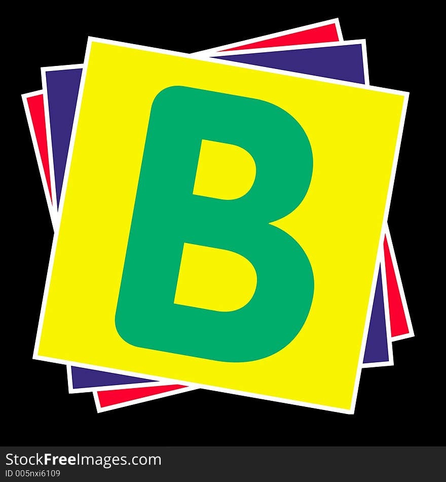 A stack of alphabet letters showing b