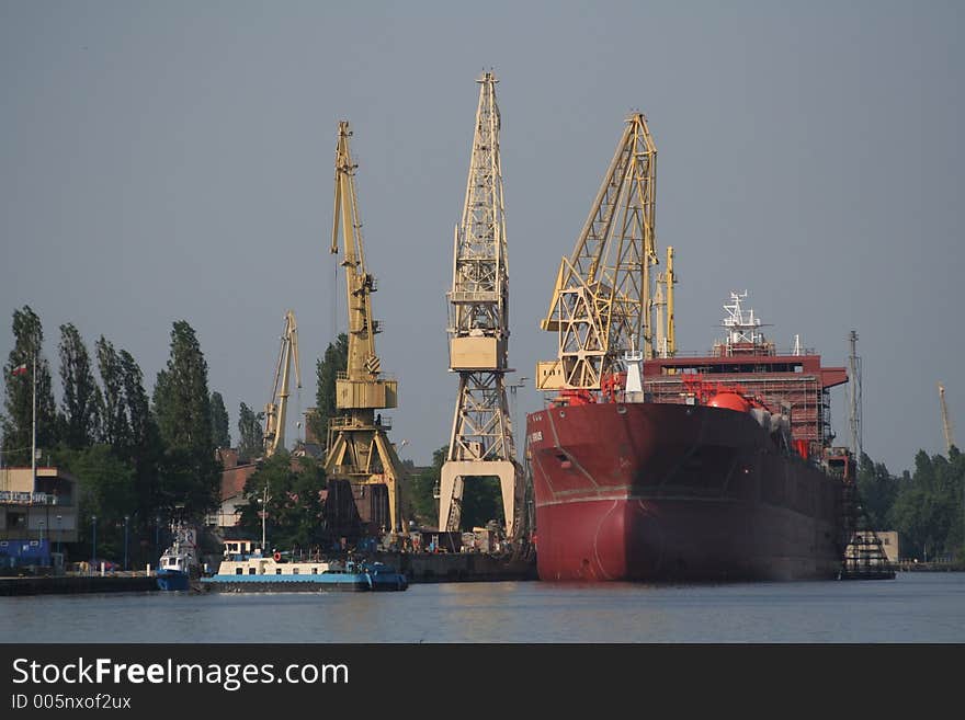 Ship moored near riverside. Ship moored near riverside