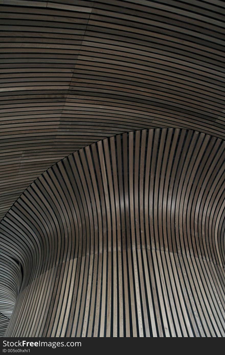 Impressive wooden roof of the welsh assembly building in cardiff