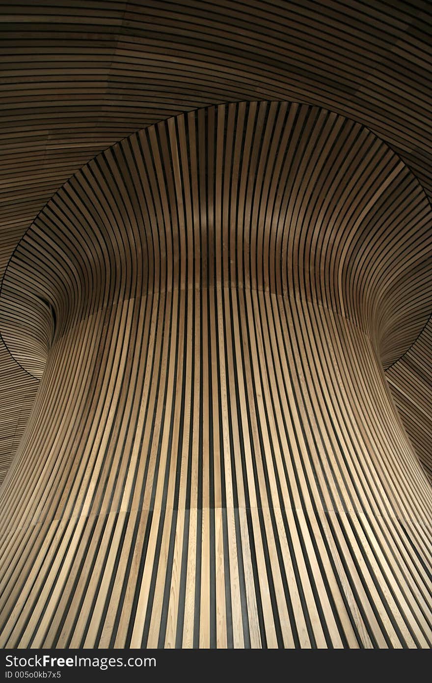 Impressive wooden roof of the welsh assembly building in cardiff