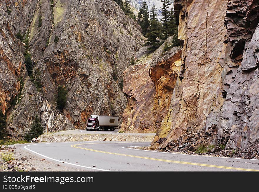 Winding road through the Rocky Mountains. Winding road through the Rocky Mountains.