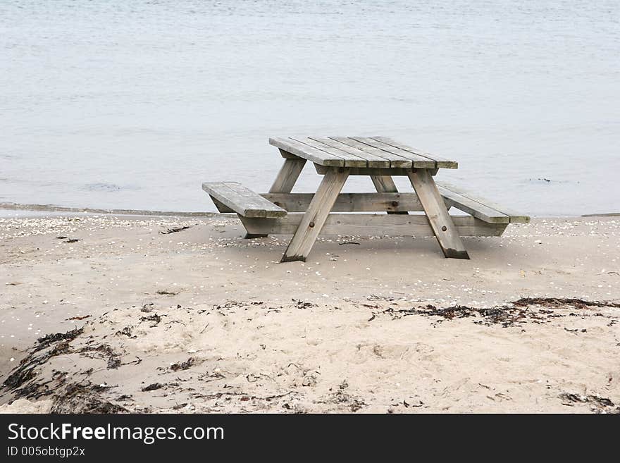 Bench on beach