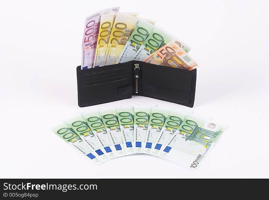 Banknotes with wallet. Banknotes with wallet