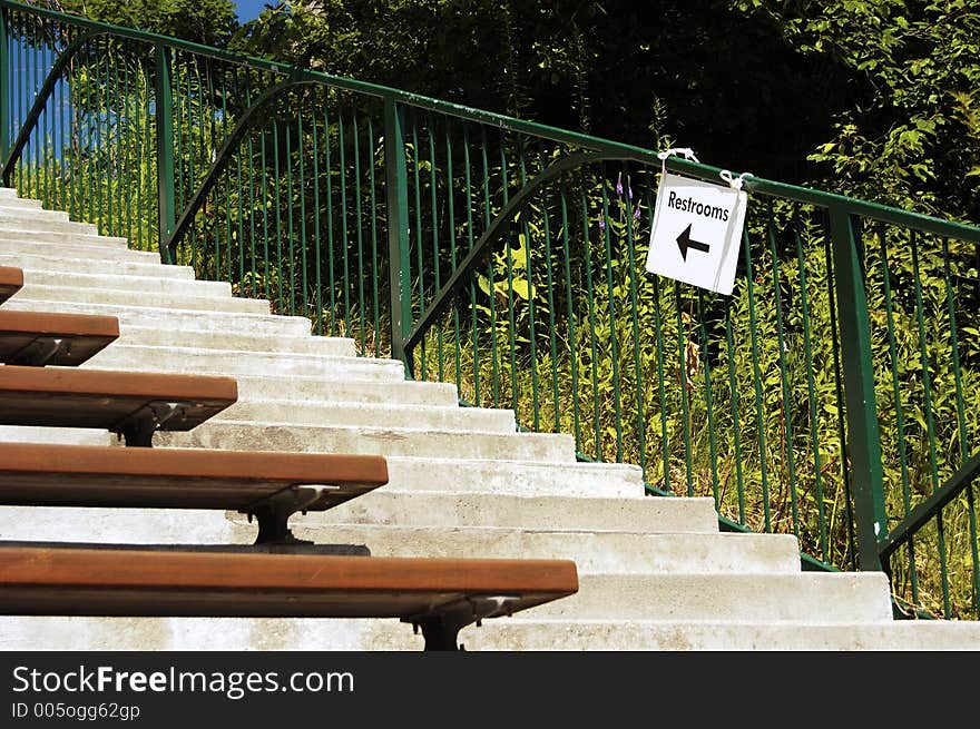 Restroom Sign & Stairs