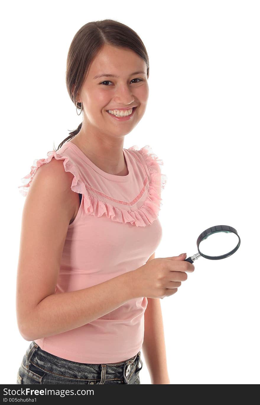 Woman Holding Magnifying Glass