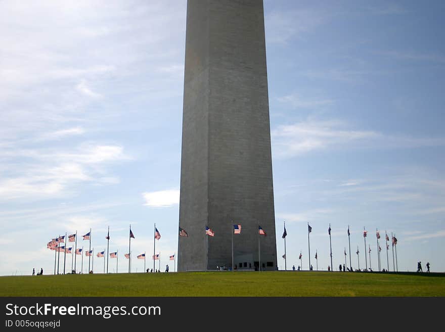 Washington Monument in profile.