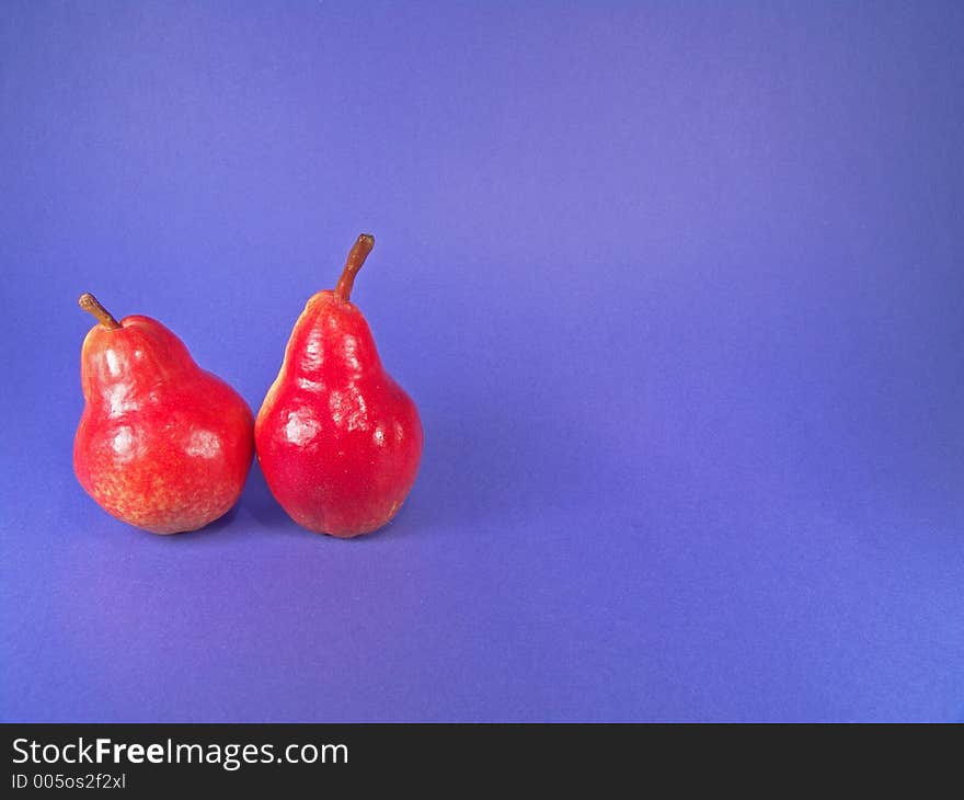 Red European organic pears (with open space). Red European organic pears (with open space)