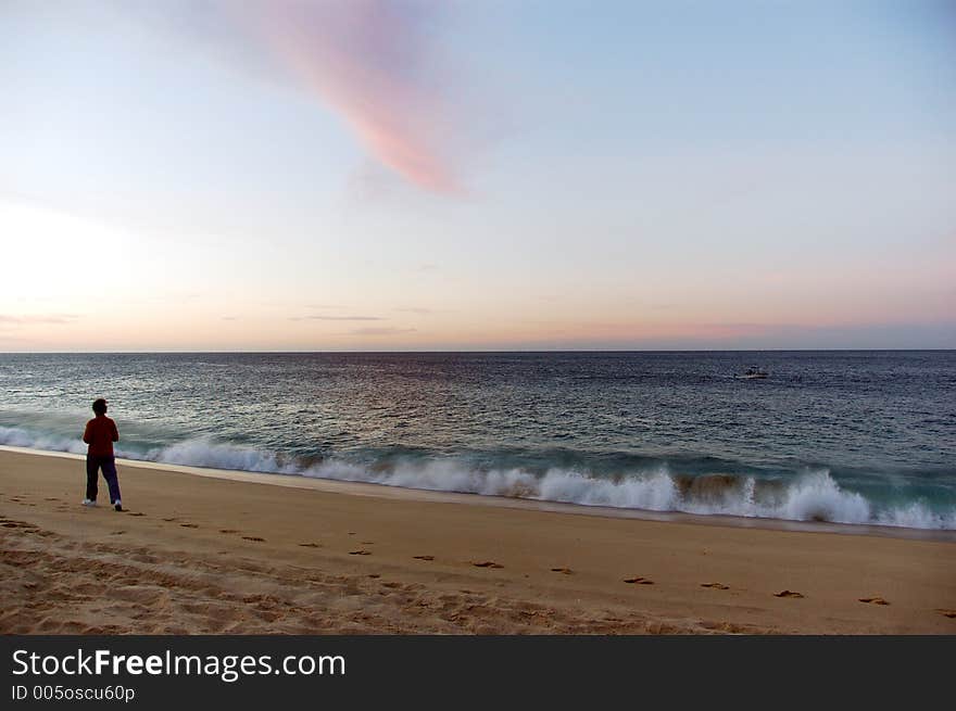 Morning Power Walk On The Beach