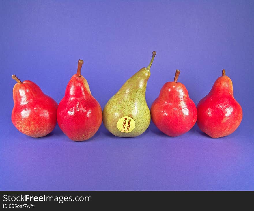 Five Organic Pears (One Green)