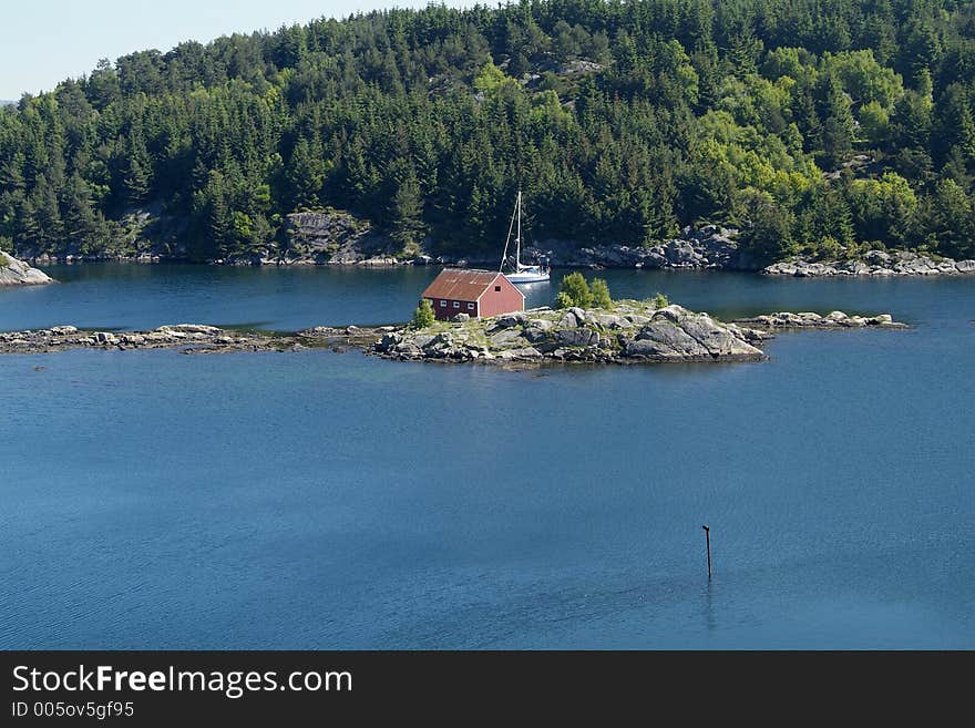 Sailboat In Norwegian Fjord