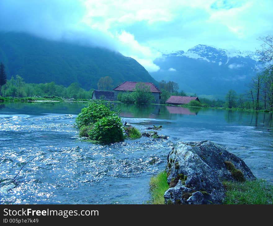 Mountain Prokletije in Montenegro and lake Plav