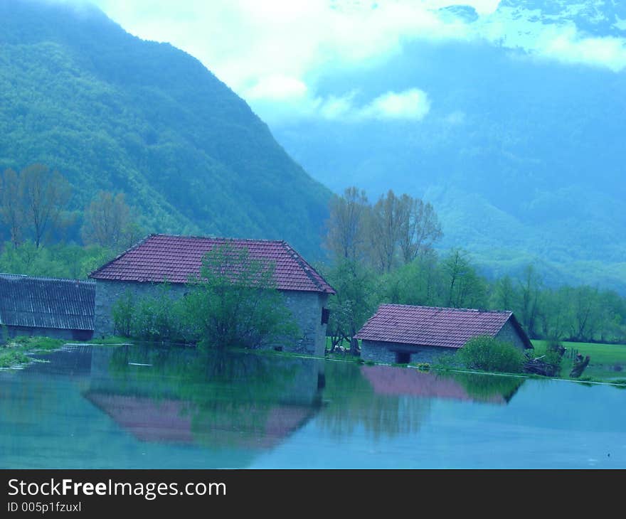 Mountain Prokletije and lake Plav in Montenegro