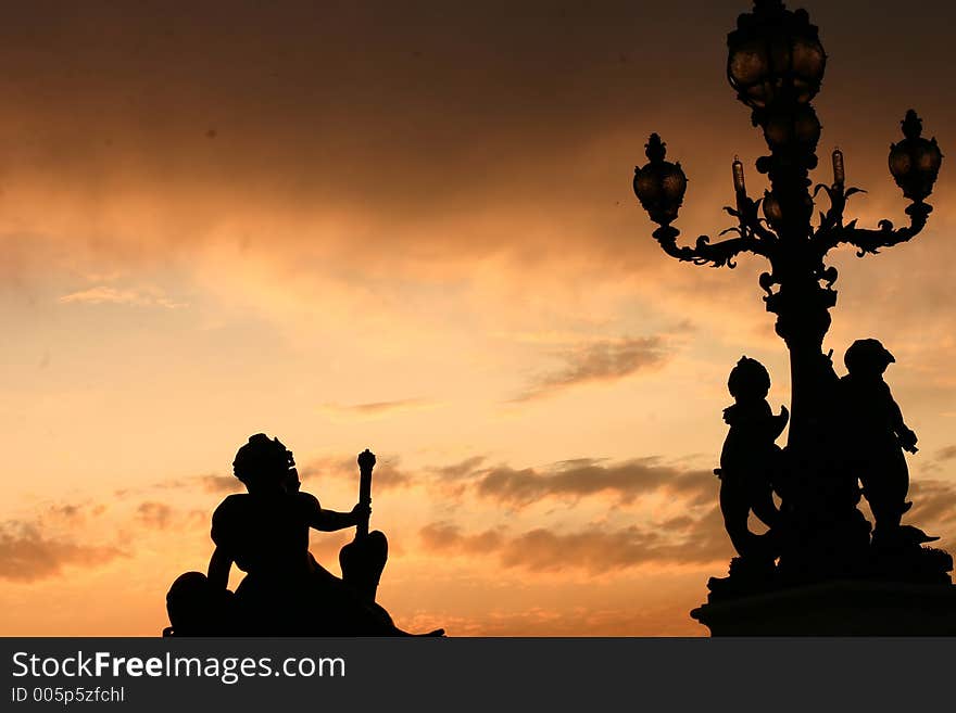 Sunset from a parisian bridge. Sunset from a parisian bridge