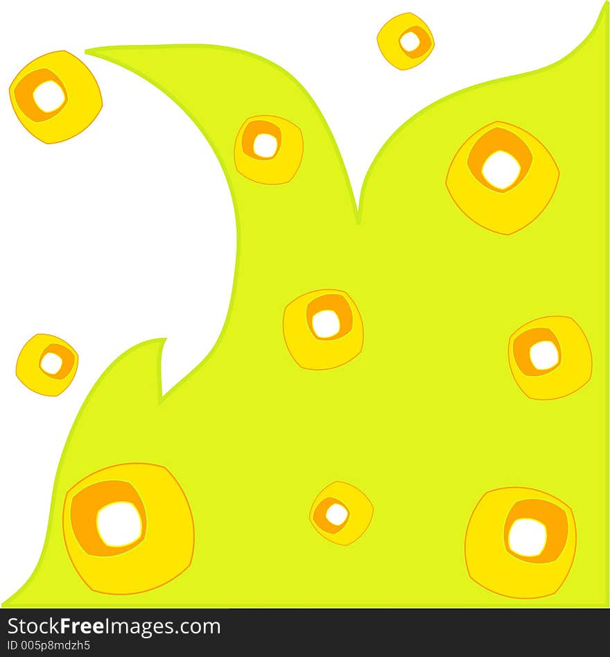 Abstract shapes in citrus green background