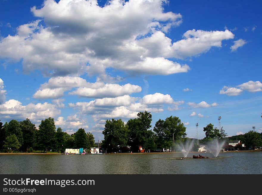 A sunny day in a city park. A sunny day in a city park