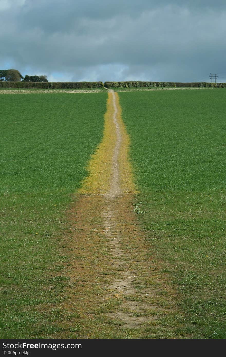 Yellow path through the countryside. Yellow path through the countryside