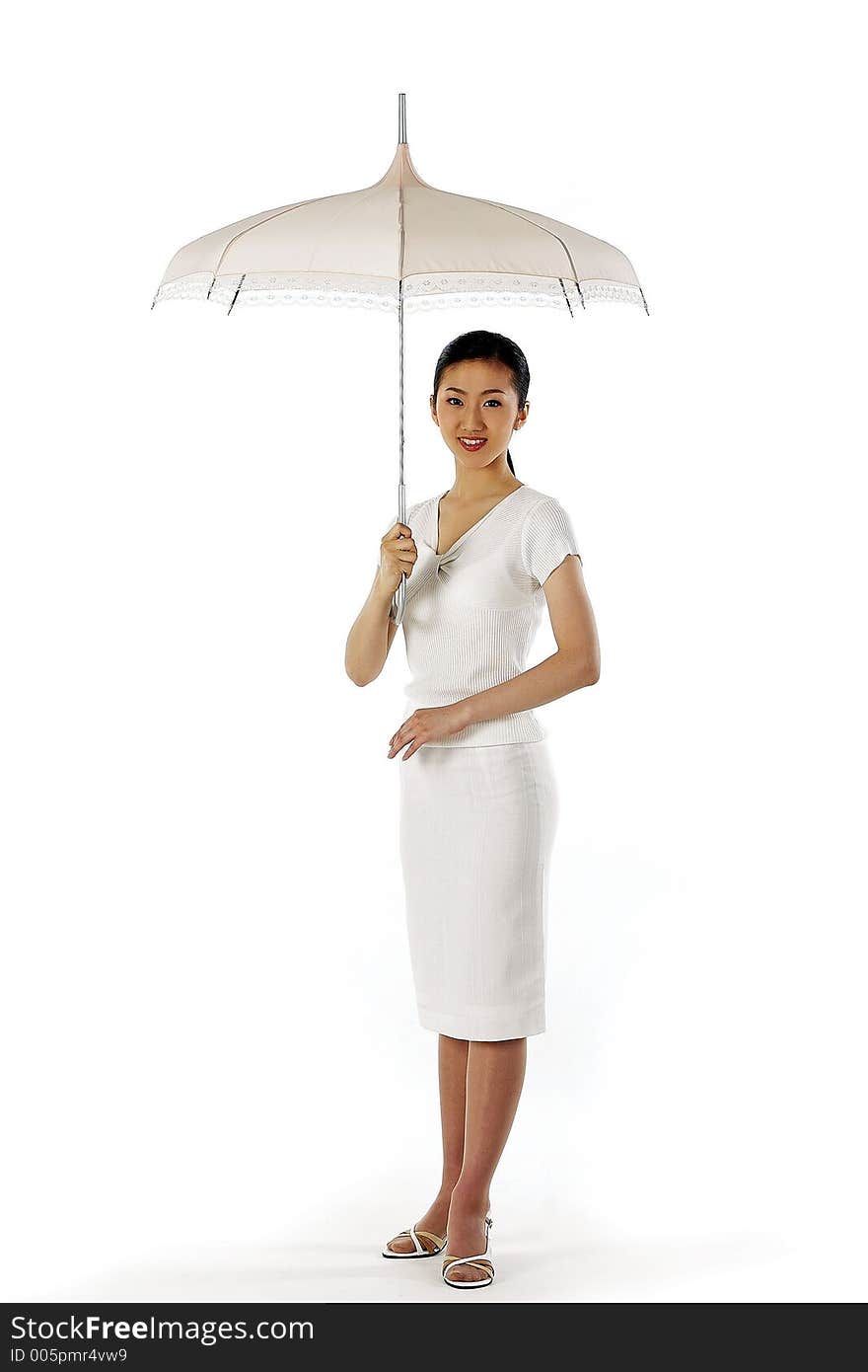 Model Holding Umbrella. Model Holding Umbrella